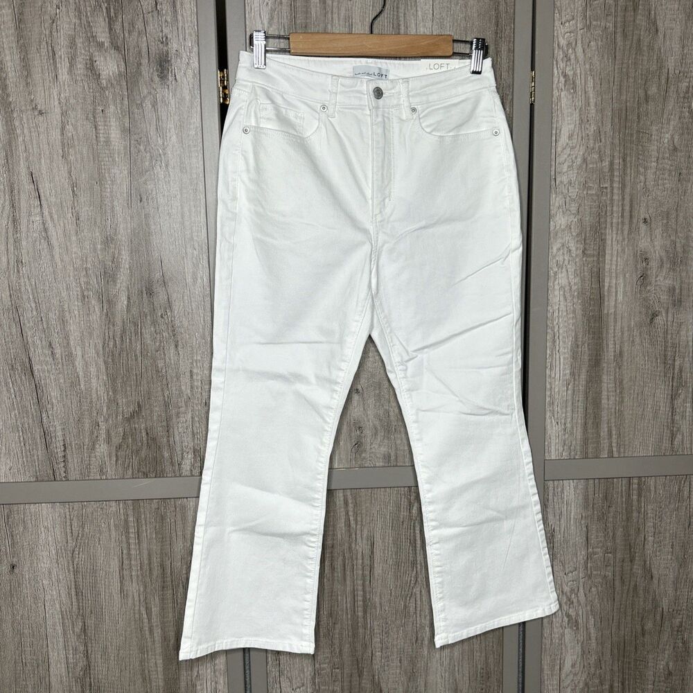 NEW Loft The Kick Crop High Rise Jeans White